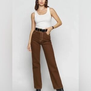 NWT Reformation High Rise Straight Cowboy Jeans Brown